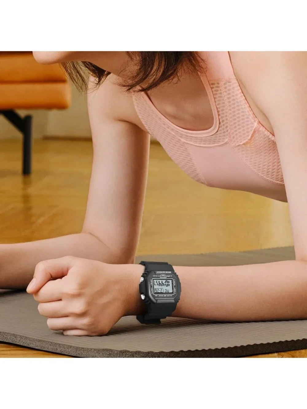 Women's Black Digital Resistant Outdoor Luminous Waterproof Electronic Watch